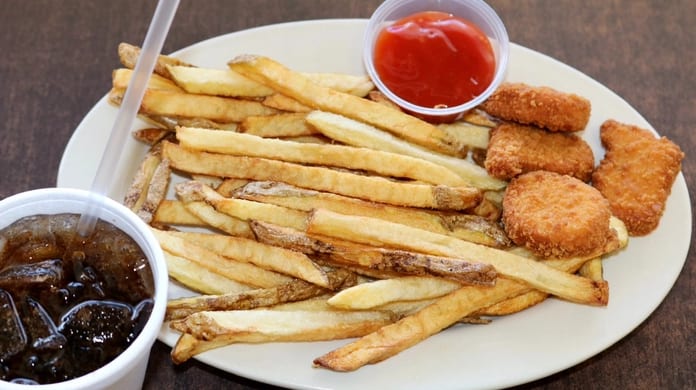 4 Chicken Nuggets, Small Fries and 8 oz Drink.